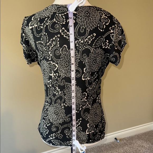 Daniel Laurent Black White Blouse with cowl neck and side ruching Women's Sz S - Picture 6 of 9